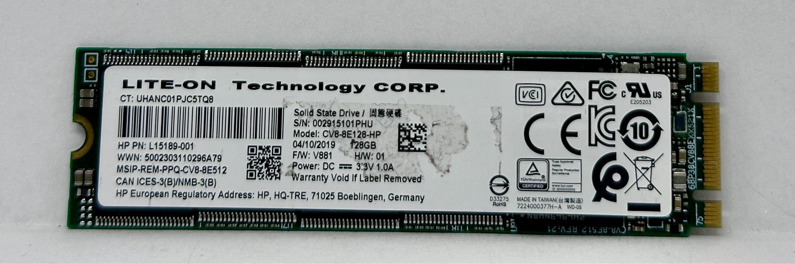 HP Lite-On CV8-8E128 128GB M.2 2280 SATA SSD L15189-001
