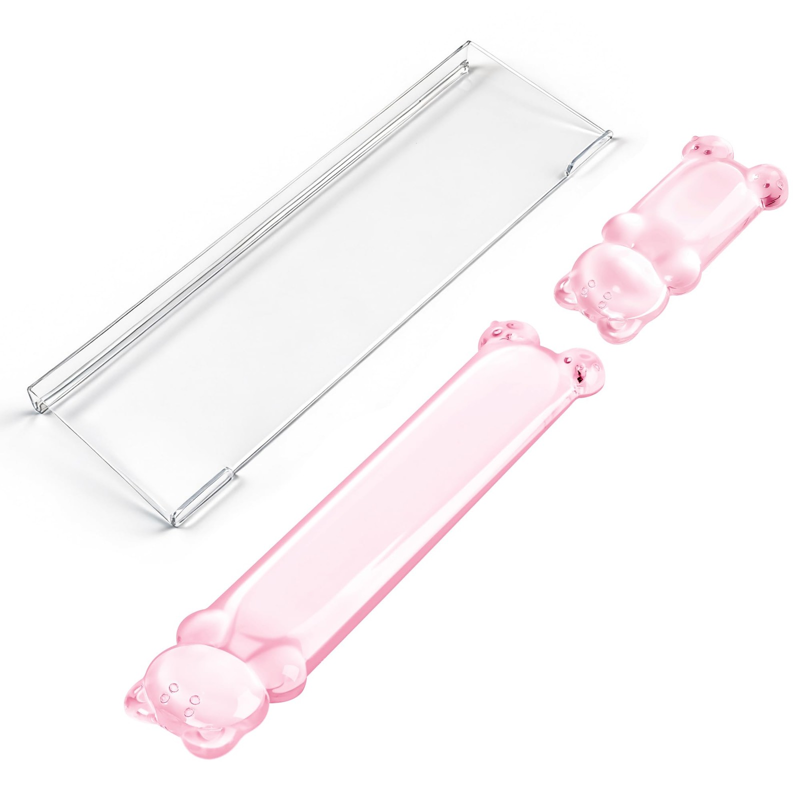 16.9 Inch Computer Keyboard Stand Gel Wrist Rest Set Cute Pink Bear Gaming