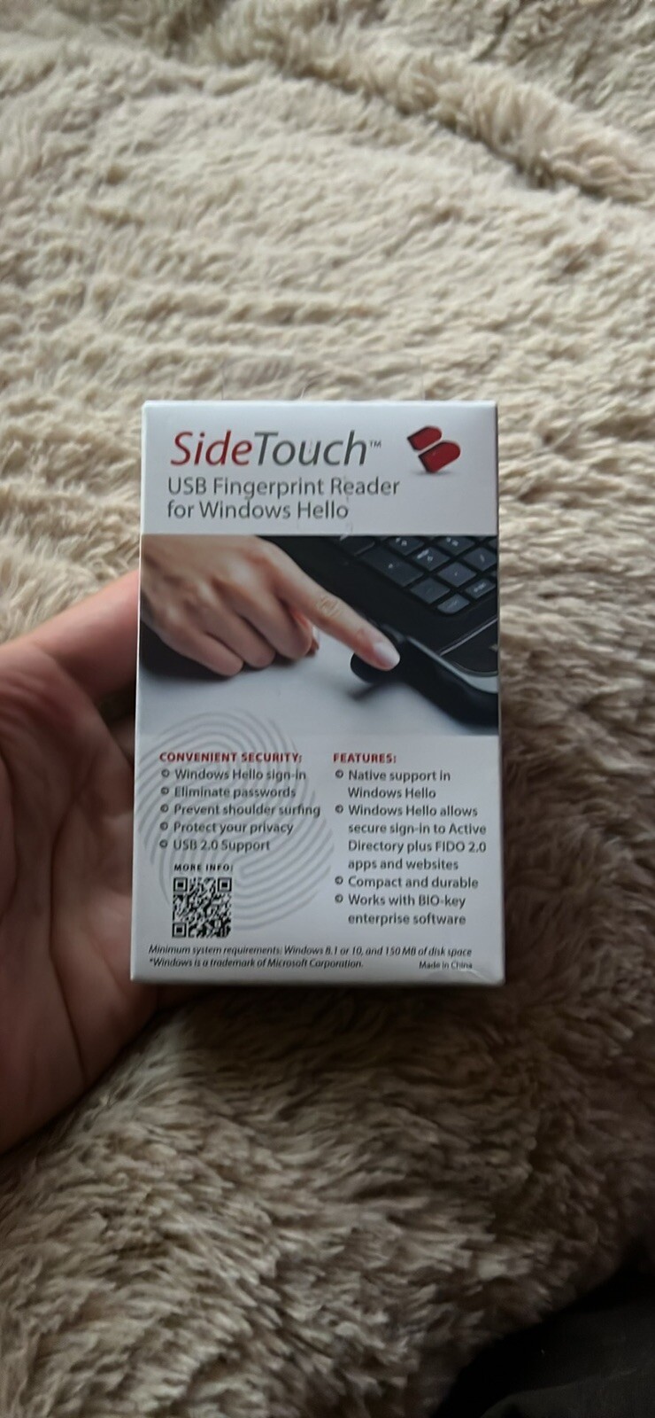 Bio-Key Sidetouch Compact Fingerprint Tested Qualified by Microsoft for Win 10