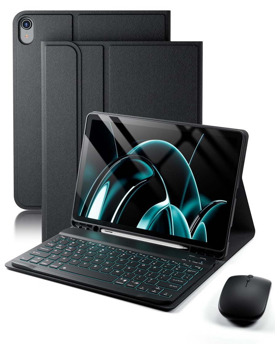 TUNKARMOR for iPad A16 11th / 10th Generation Case with Backlit Keyboard - 7 Col