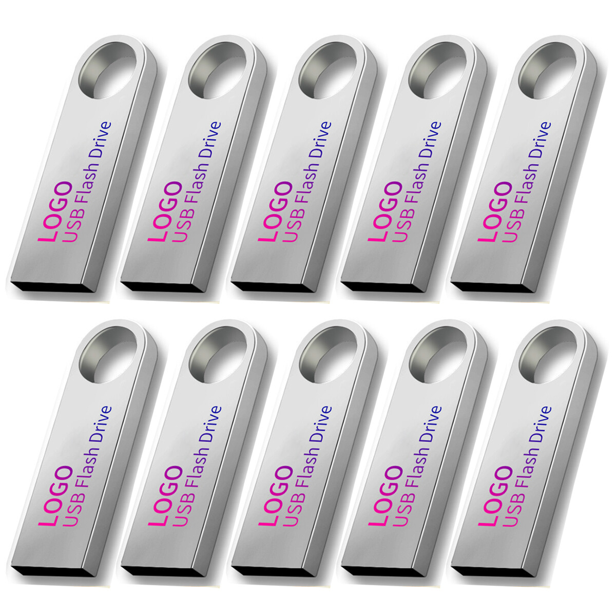 Lot 50PCS 1/2/4/8/16GB Metal USB Flash Drive Memory U Stick Storage Custom Logo