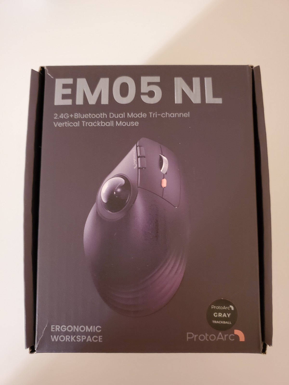 ProtoArc EM05 NL Vertical Ergonomic Wireless Trackball Mouse