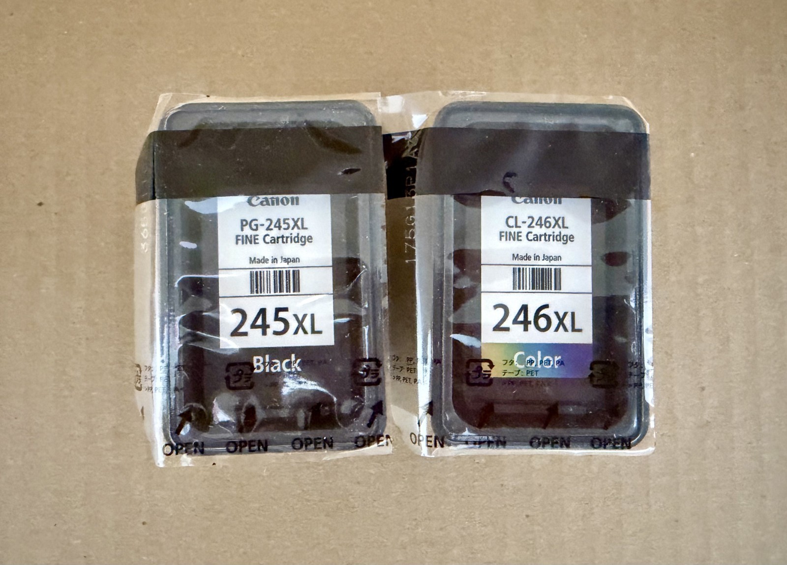Genuine Canon PG-245xl + CL-246xl Color Ink Cartridges--SEALED 100% Ink Level