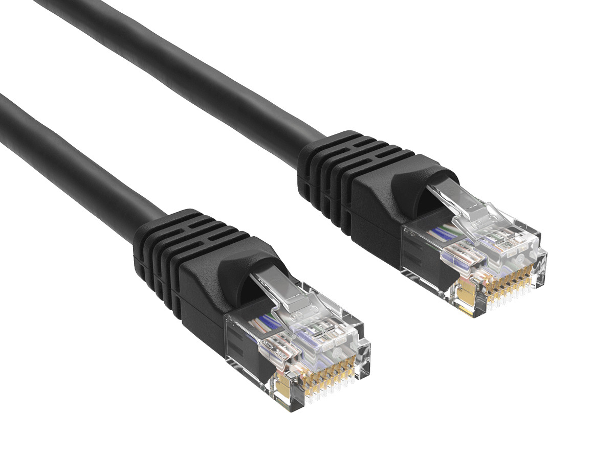 2ft Cat5e UTP Ethernet Network Patch Cable Snagless 24AWG Bare Copper, Black