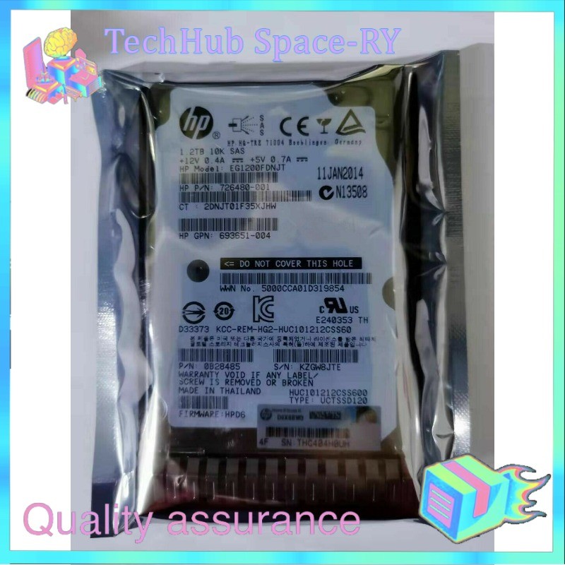 HP 718292-001 726480-001 1.2TB 6G SAS 10K SFF 2.5" SC 718162-B21 Gen8/9 W/Caddy