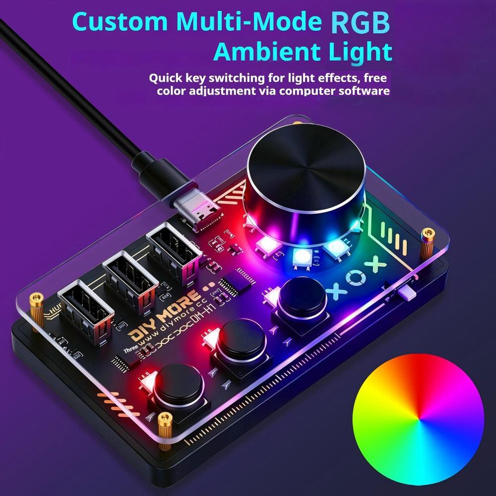 CH554T DC5V USB HUB Dock Desktop Macro Controller EC11 Rotary Encoder 3 Buttons