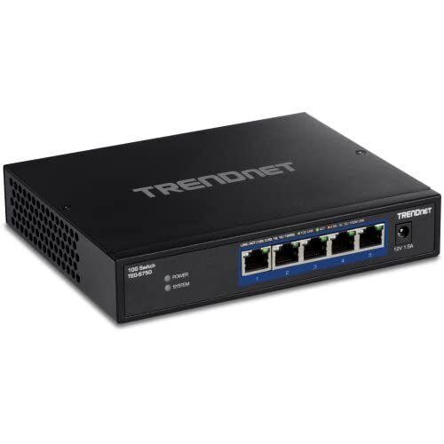 TRENDnet 5-Port 10G Switch, 5 x 10G RJ-45 Ports, 100Gbps Switching Capacity,