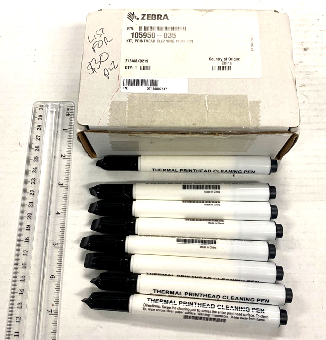 Zebra Lot of 8 Thermal Printhead Cleaning Pen 105950-035 New