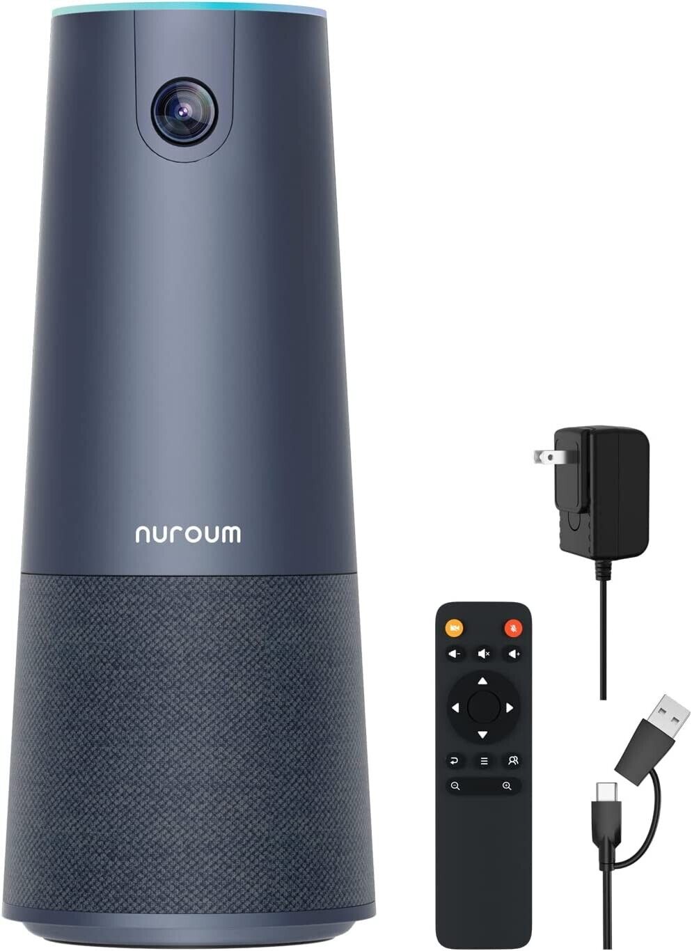 NUROUM 2K 1080p 60fps FHD Webcam with 4Microphones&Speaker,All-in-One Conference