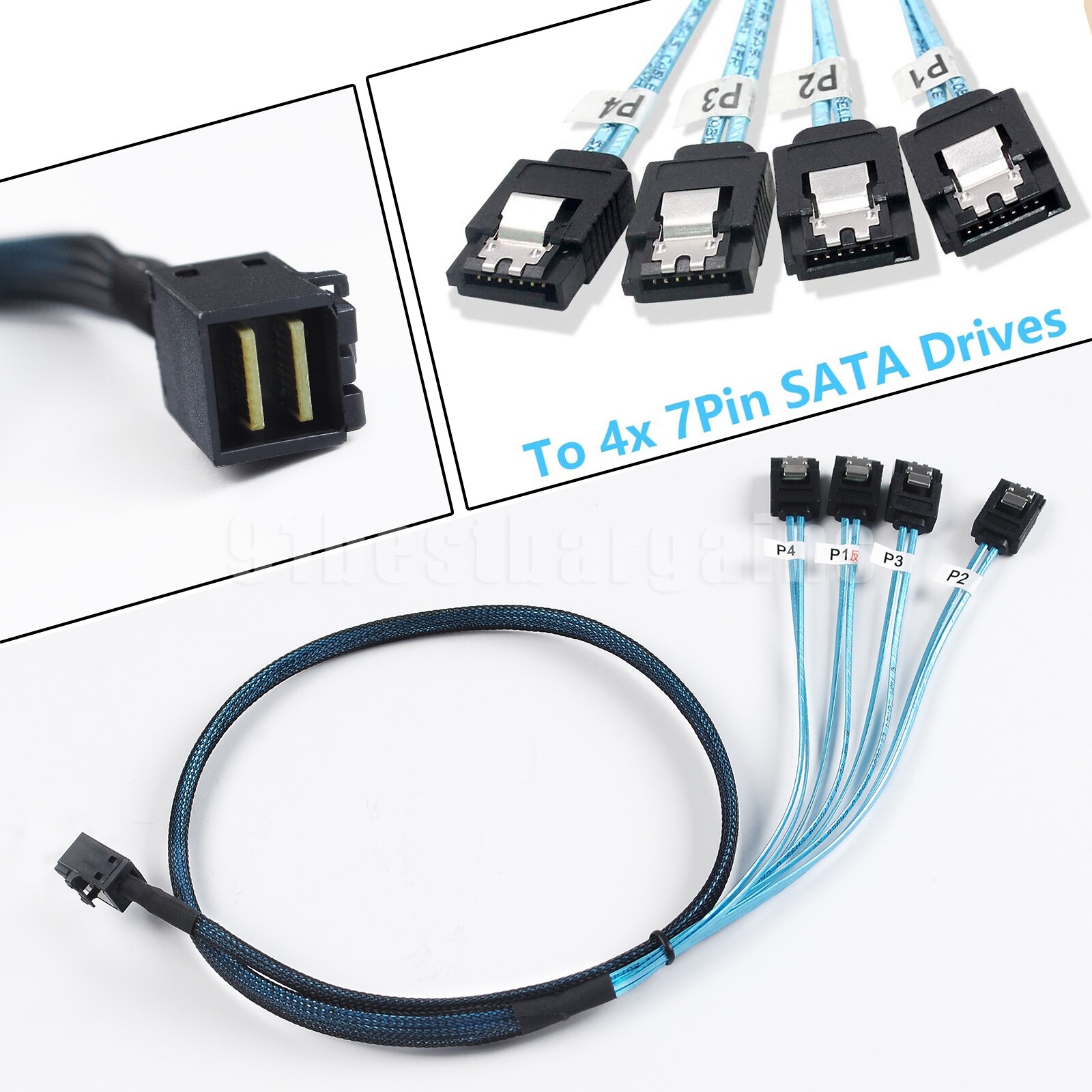 Reverse Breakout Cable 4x SATA to 1x SFF-8643 Internal Mini SAS Drive Cable 80cm