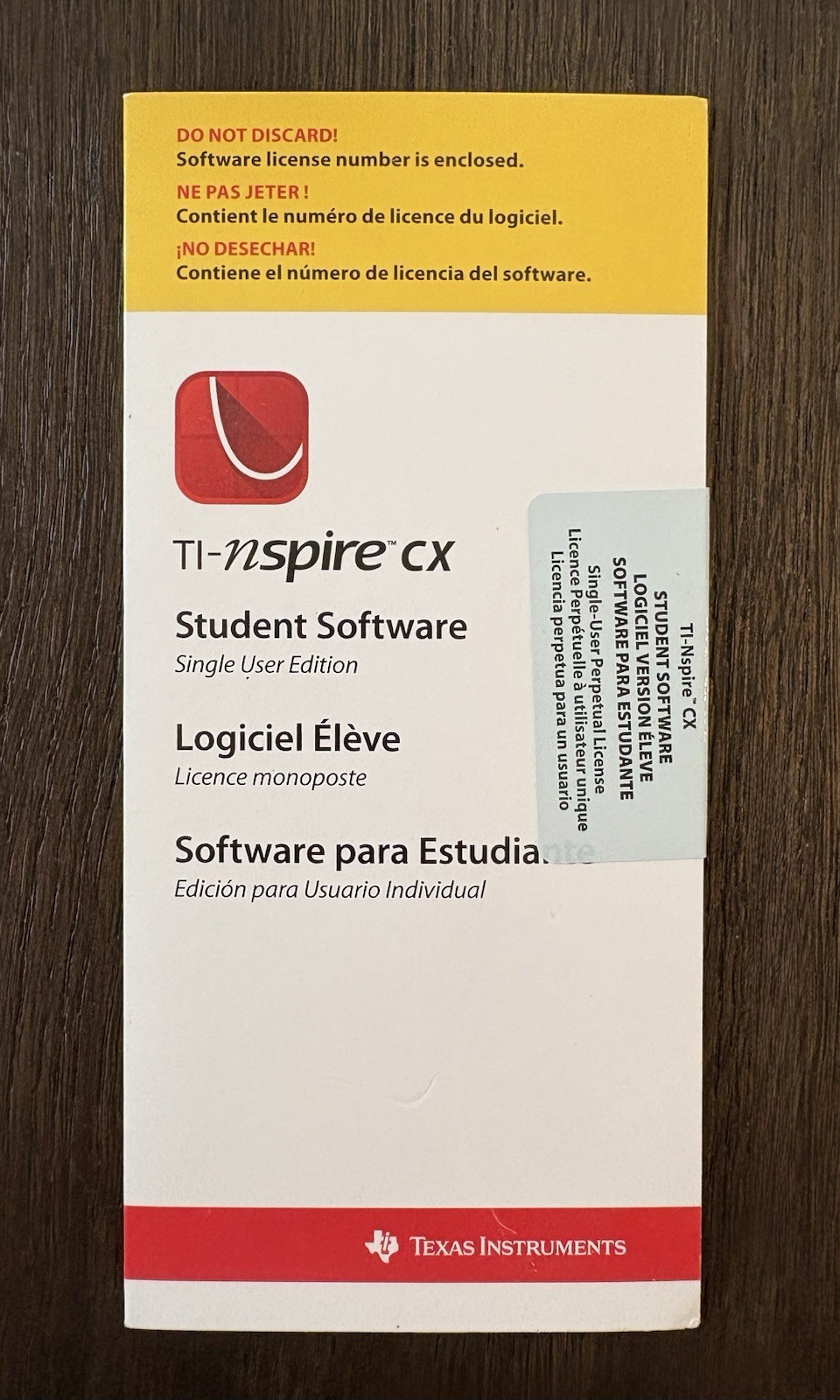 Ti - Nspire CX CAS Student Software ( Software Para Estudiante) License Number