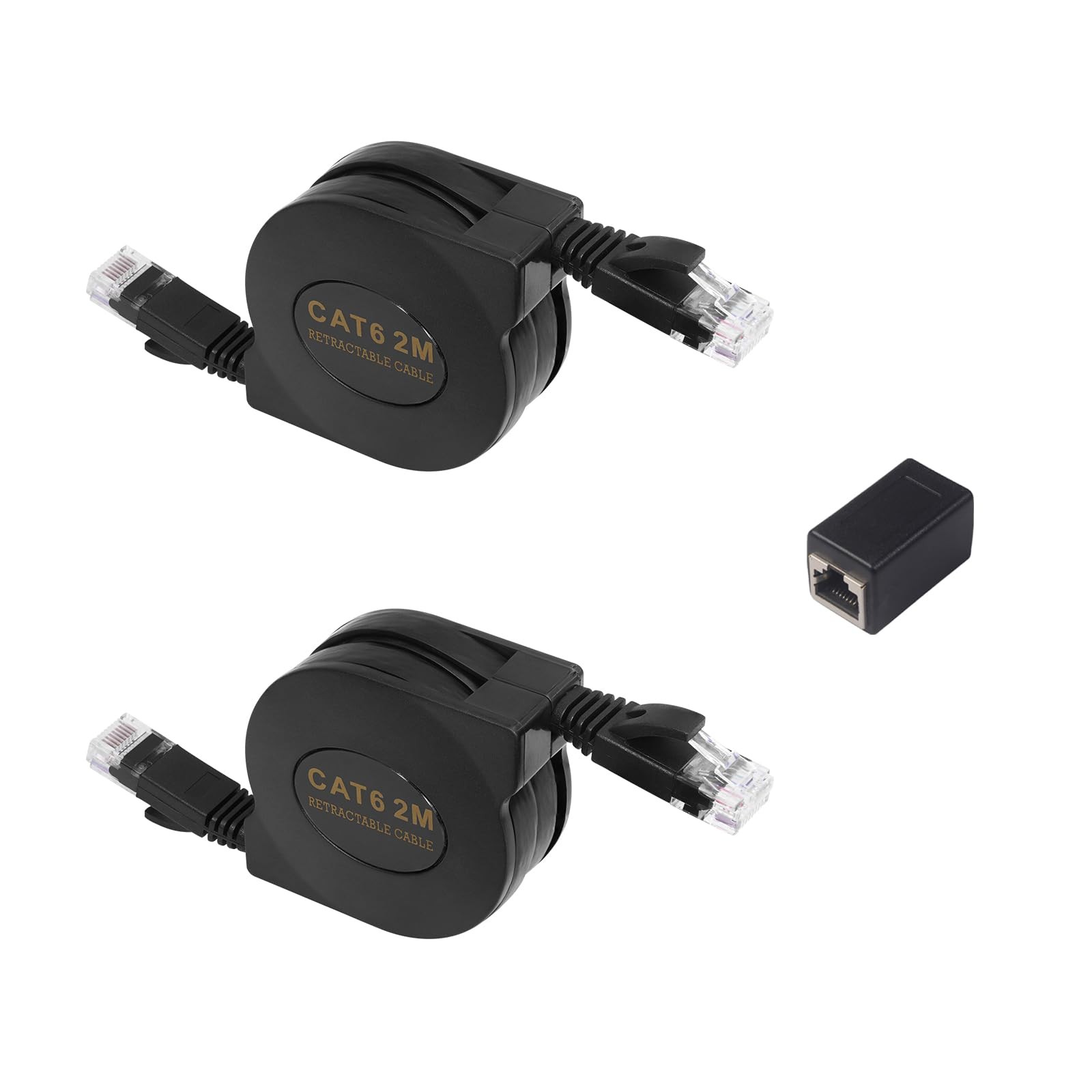 CAT6 Retractable Flat Ethernet Cable High Speed RJ45 LAN Network 6.6ft 2 PCS