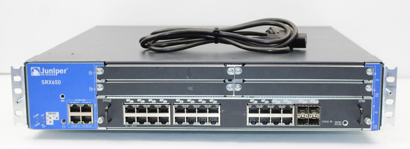 Juniper | SRX650 | Service Gateway Firewall With 24GigE-POE XPIM Module & SRE 6