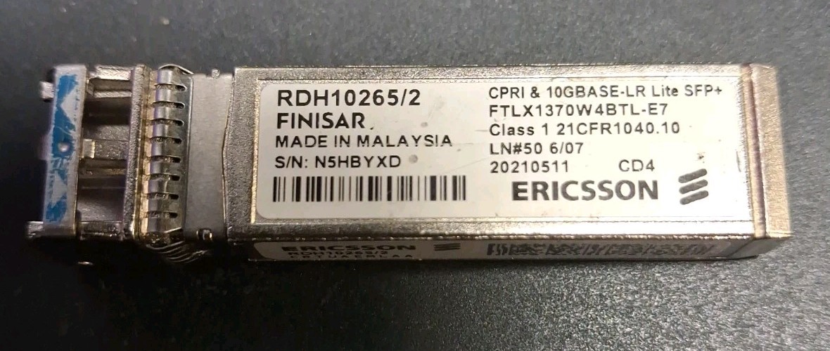 Ericsson Finisar RDH10265/2 FTLX1370W4BTL-E7 CLASS 1 21CFR1040.10 LN#50 6/07 CD4