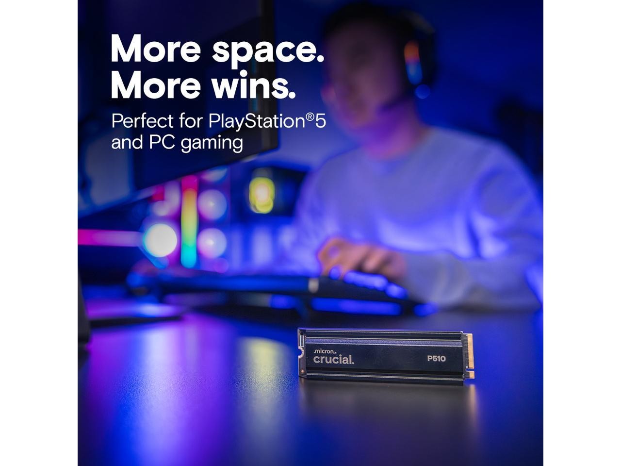 P510 1TB Gen5 NVMe SSD with Heatsink, Up to 11,000 MB/s, PCIe 5.0 M.2 Crucial