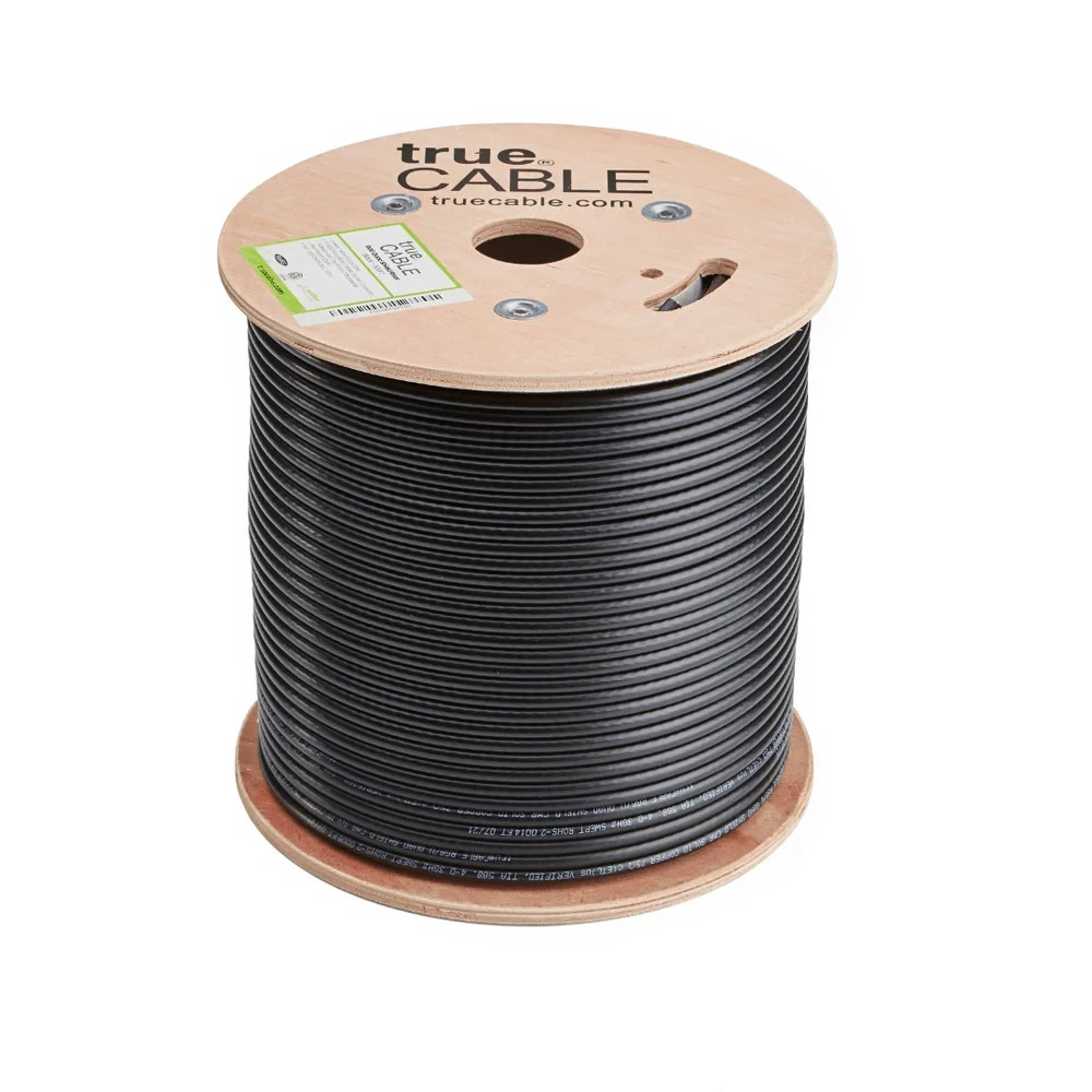 trueCABLE RG6 Quad Shield Riser Coax Cable 500ft Black - New Sealed - CMR Rated