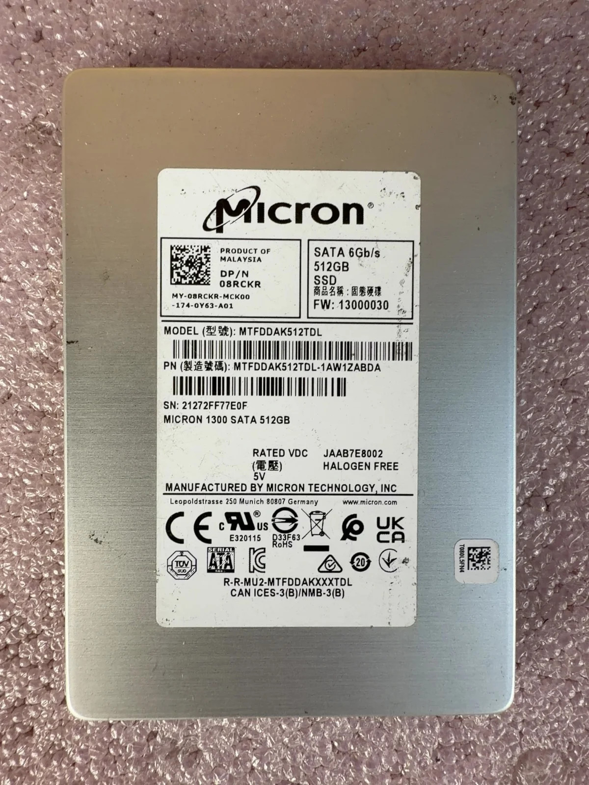 Micron MTFDDAK512TDL 512GB SSD