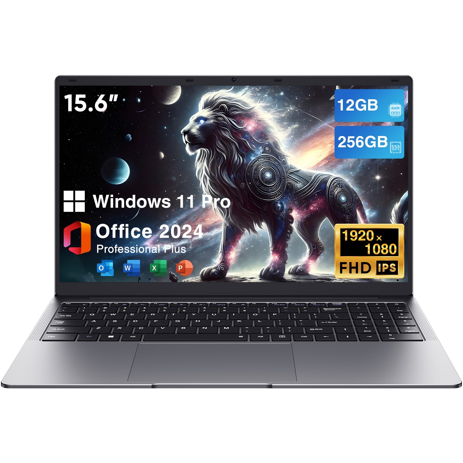 15.6" Laptop PC 12+256GB,Windows 11 Pro,Intel Celeron N4000,MS Office 2024