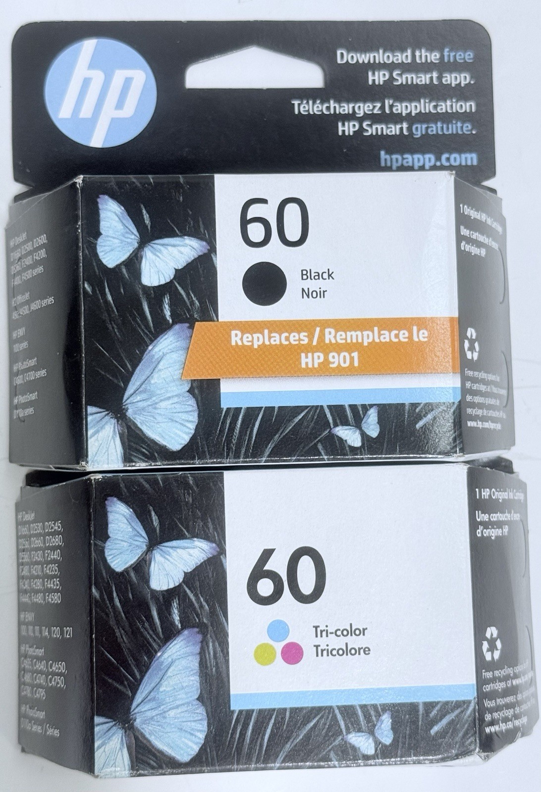 GENUINE NEW HP 60 (CC640WN/CC643WN) Black/ Tri Color Ink Cartridges - New Sealed