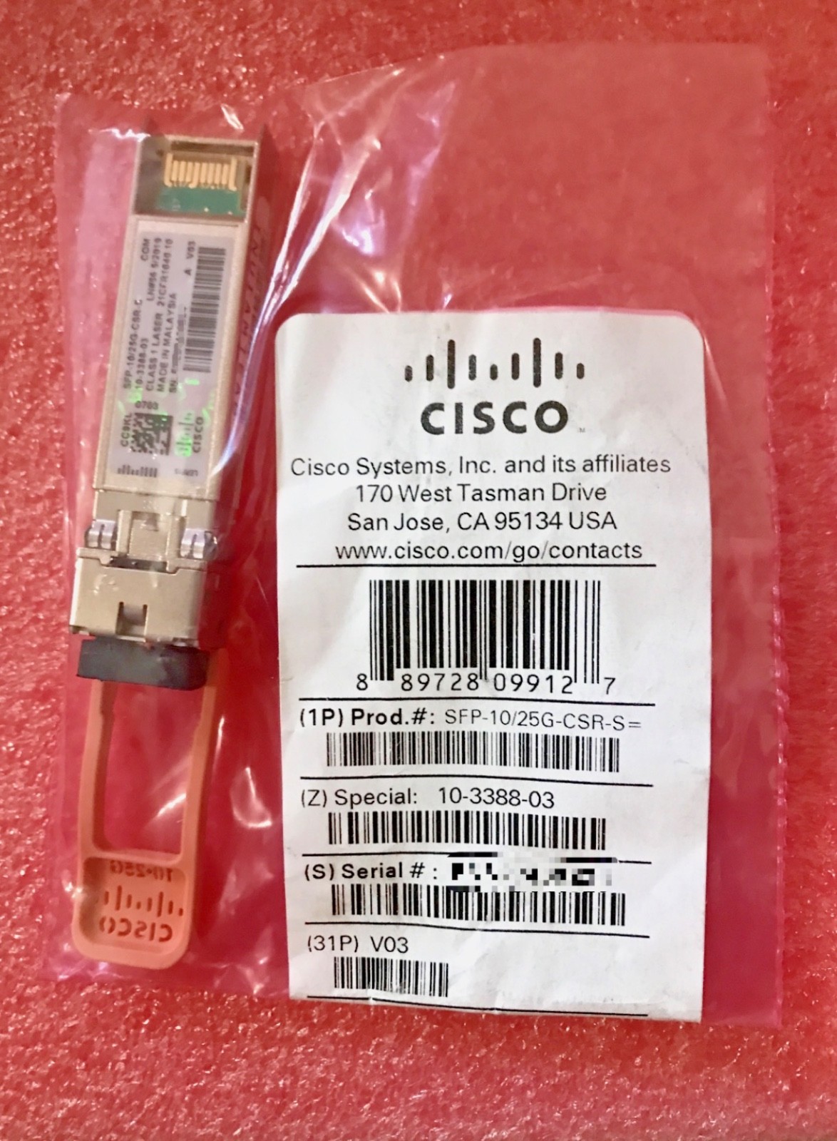 New Cisco SFP-10/25G-CSR-S 25GB BASE-CSR 850nm Short Reach MMF SFP28 Transceiver
