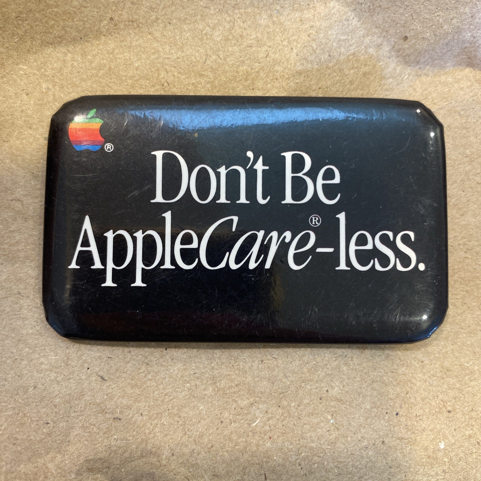 Vintage Apple Care 80's Apple Computer Macintosh Pin Back Button Badge AppleCare