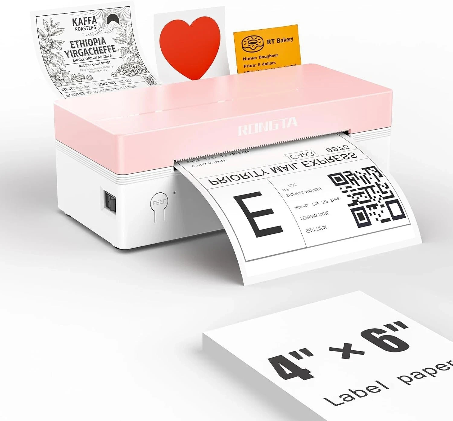 Rongta 4x6 Bluetooth Thermal Label Printer, Wireless Shipping Label Printers ...