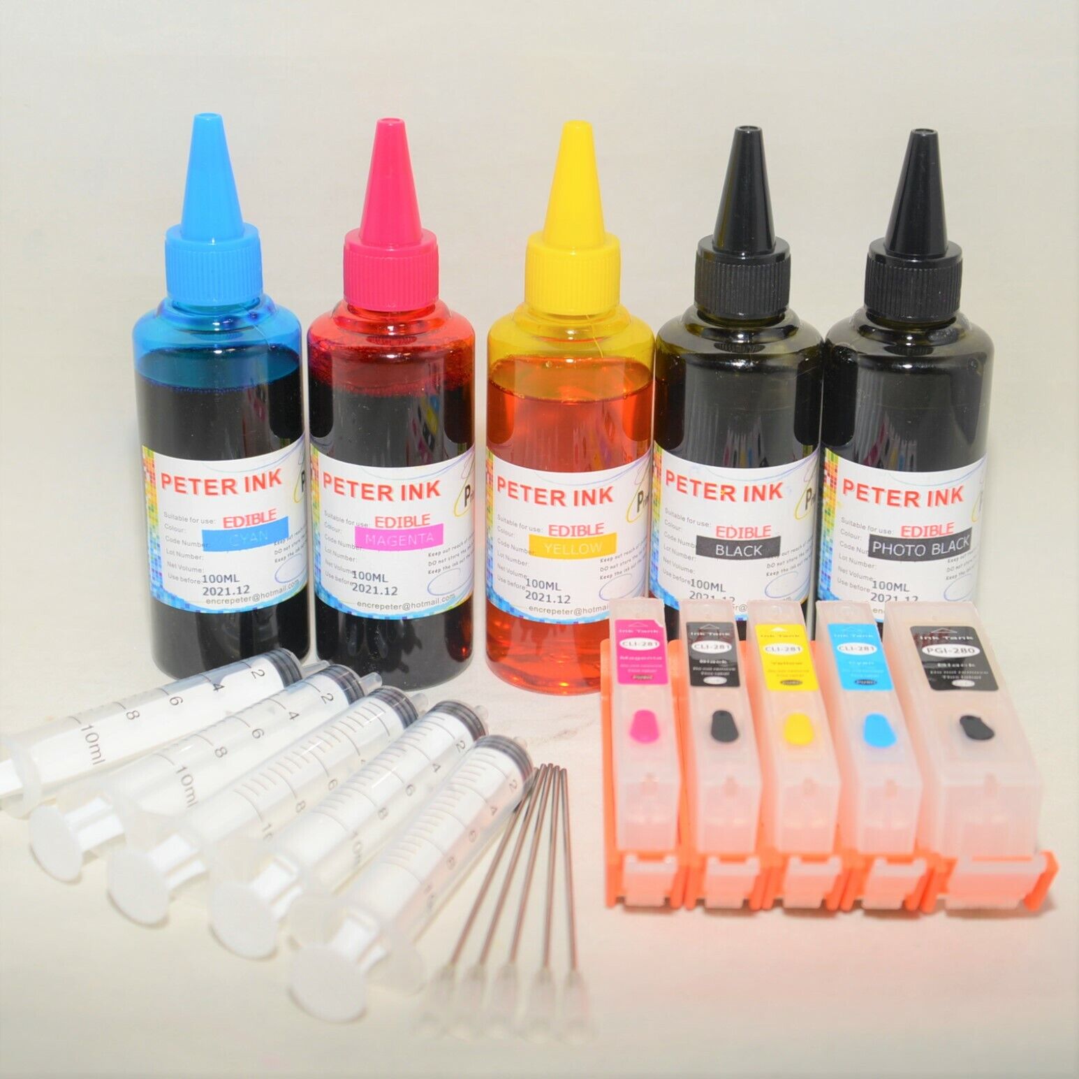5X100ML Edible refill Ink kit for Canon PGI-280 CLI-281 Cartridge A