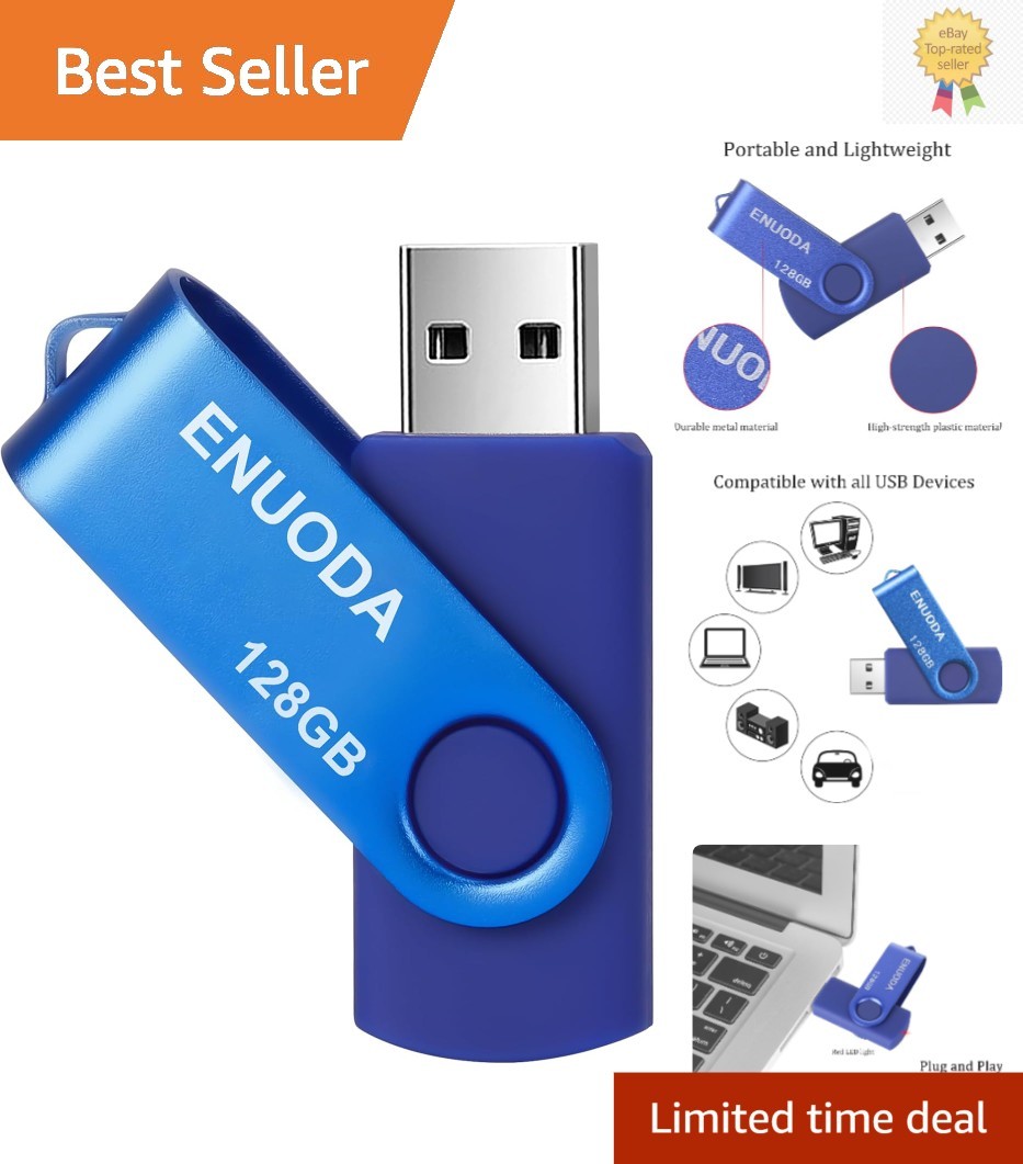 Elegant 128GB USB Drive:  Swivel Design with Plug & Play Convenience