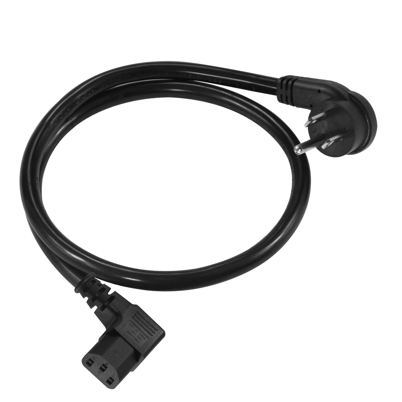 2FT 90Degree Computer Power Cord - Flat Plug to Right Angle IEC C13 Power Cor...