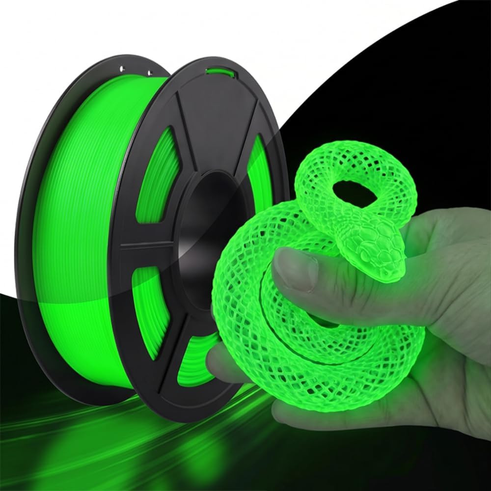250G 95A TPU 3D Printer Filament, 1.75Mm Glow in the Dark Green, Soft TPU