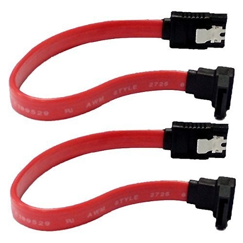 -01 2-Pack Red 90 Degree Right-Angle 6.0 Gbps SATA III Data Cable with Lockin...