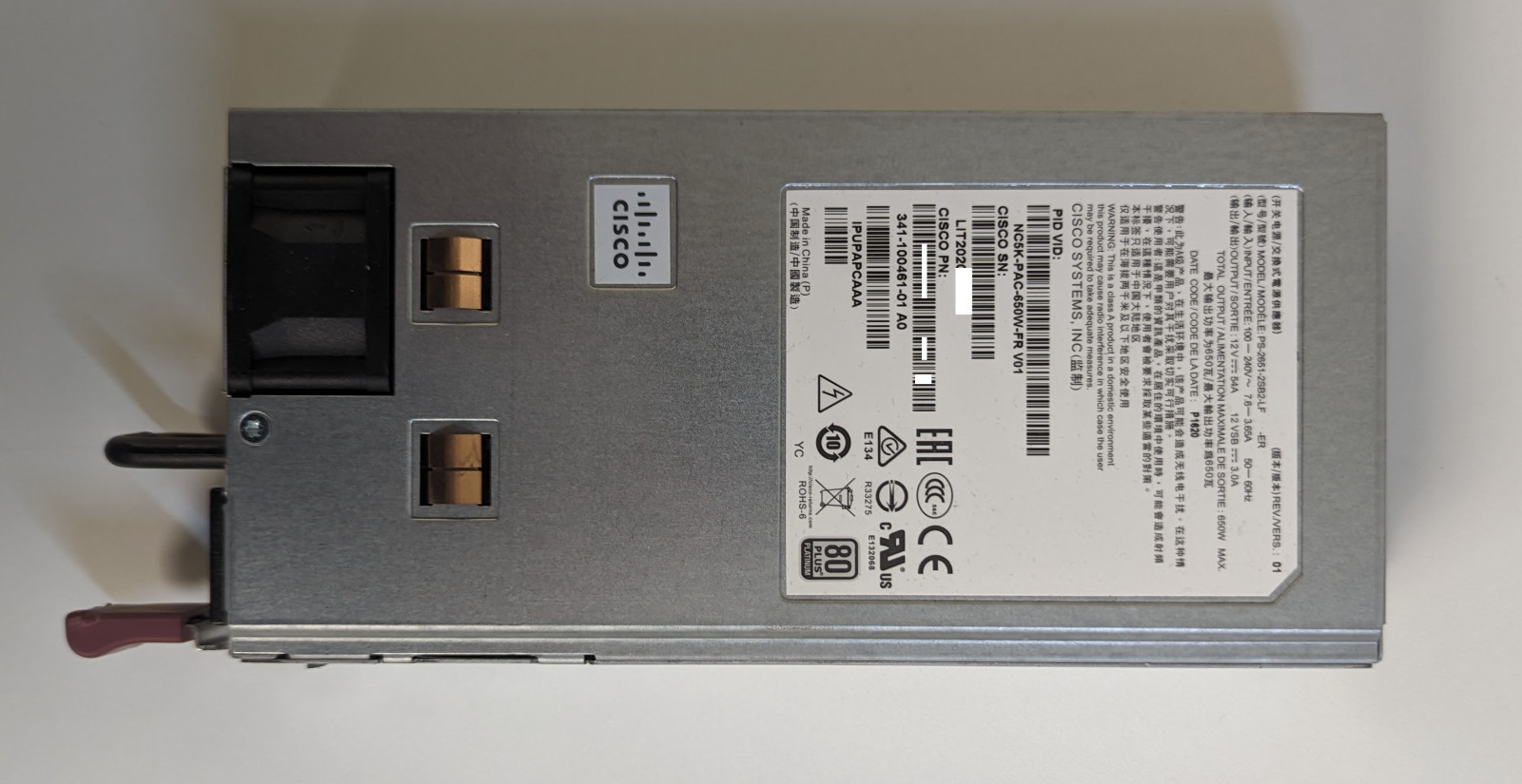 Cisco NC5K-PAC-650W-FR | NCS 5000 Series Power AC 650W Front to Back Airflow