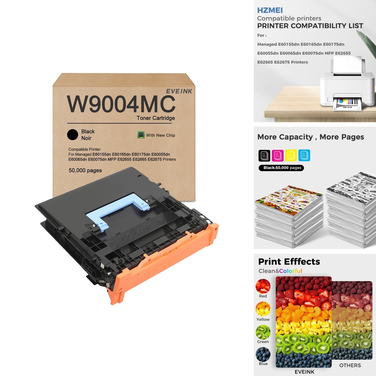 EVEINK W9004MC High Capacity Toner Cartridge with New Chip