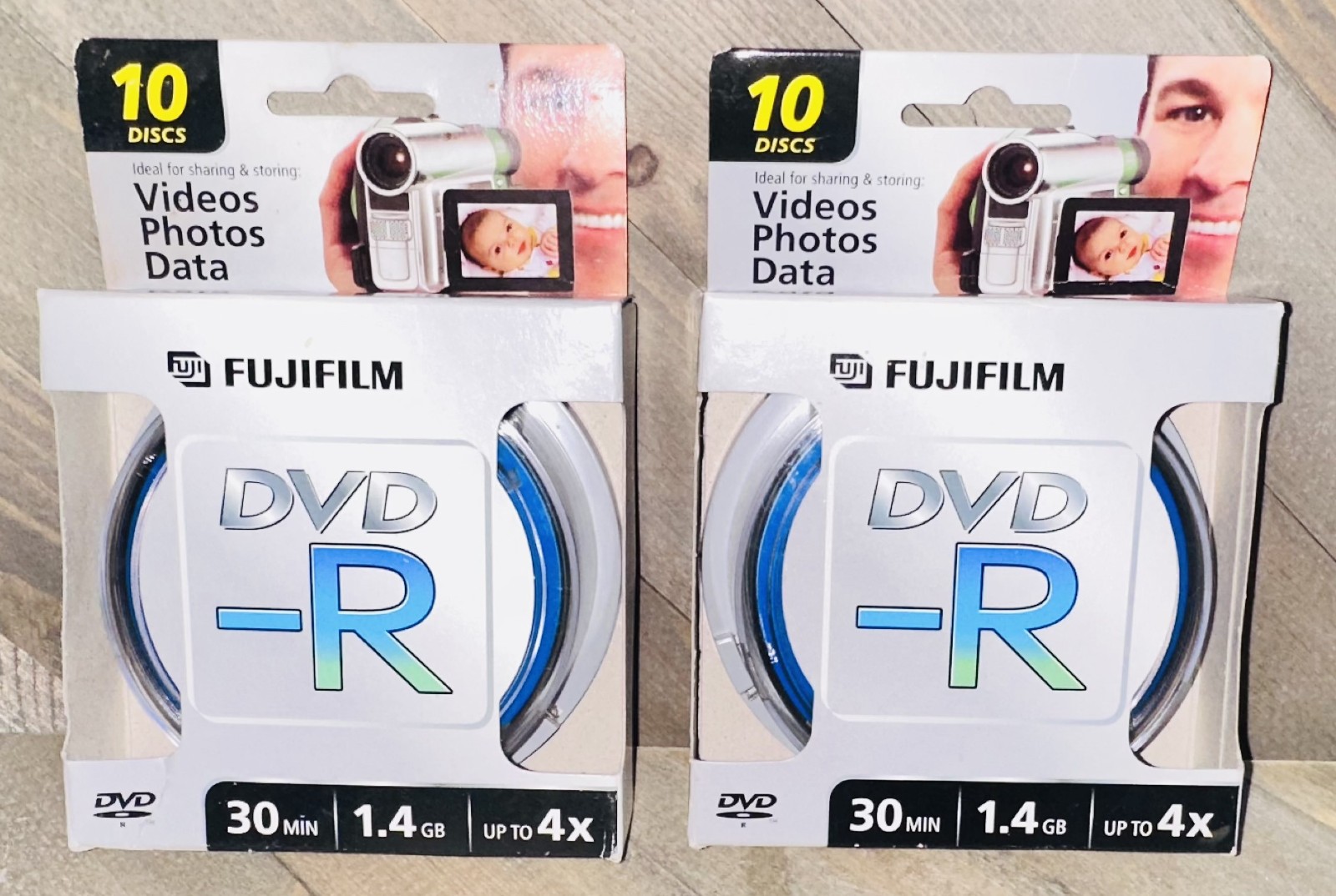 2 NEW FujiFilm 3 inch DVD-R (10 Disc Pack) 1.4 GB 30 Min Video (New Old Stock)