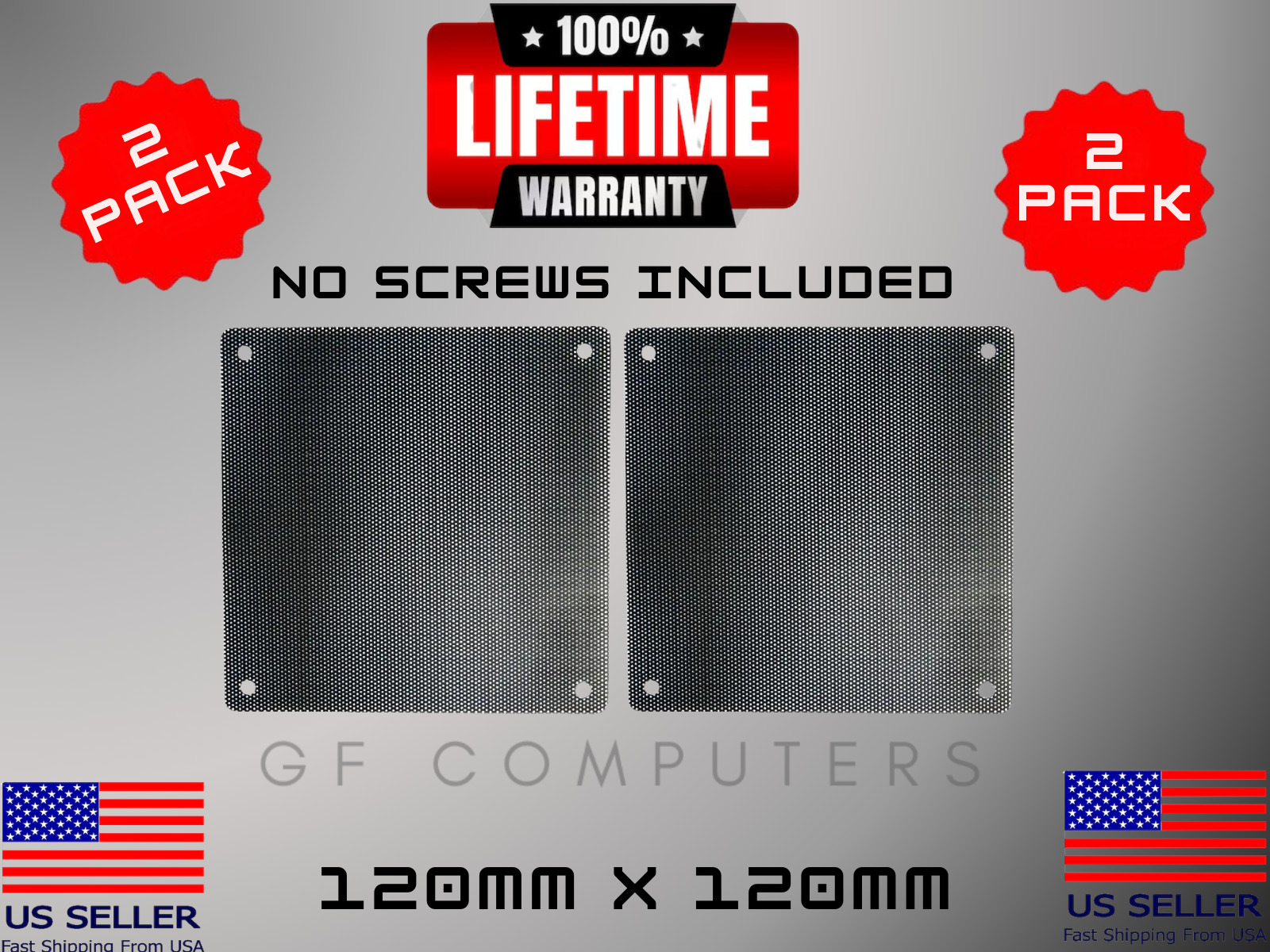 2 x 120mm Desktop Screen Dustproof Fan Case Cover Dust Filter Mesh No Screws
