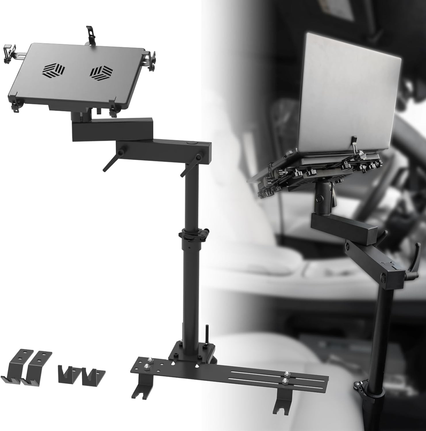 MELIPRON Truck Laptop Mount for Cars, Vans, Vehicles, No-Drill Computer Stand wi