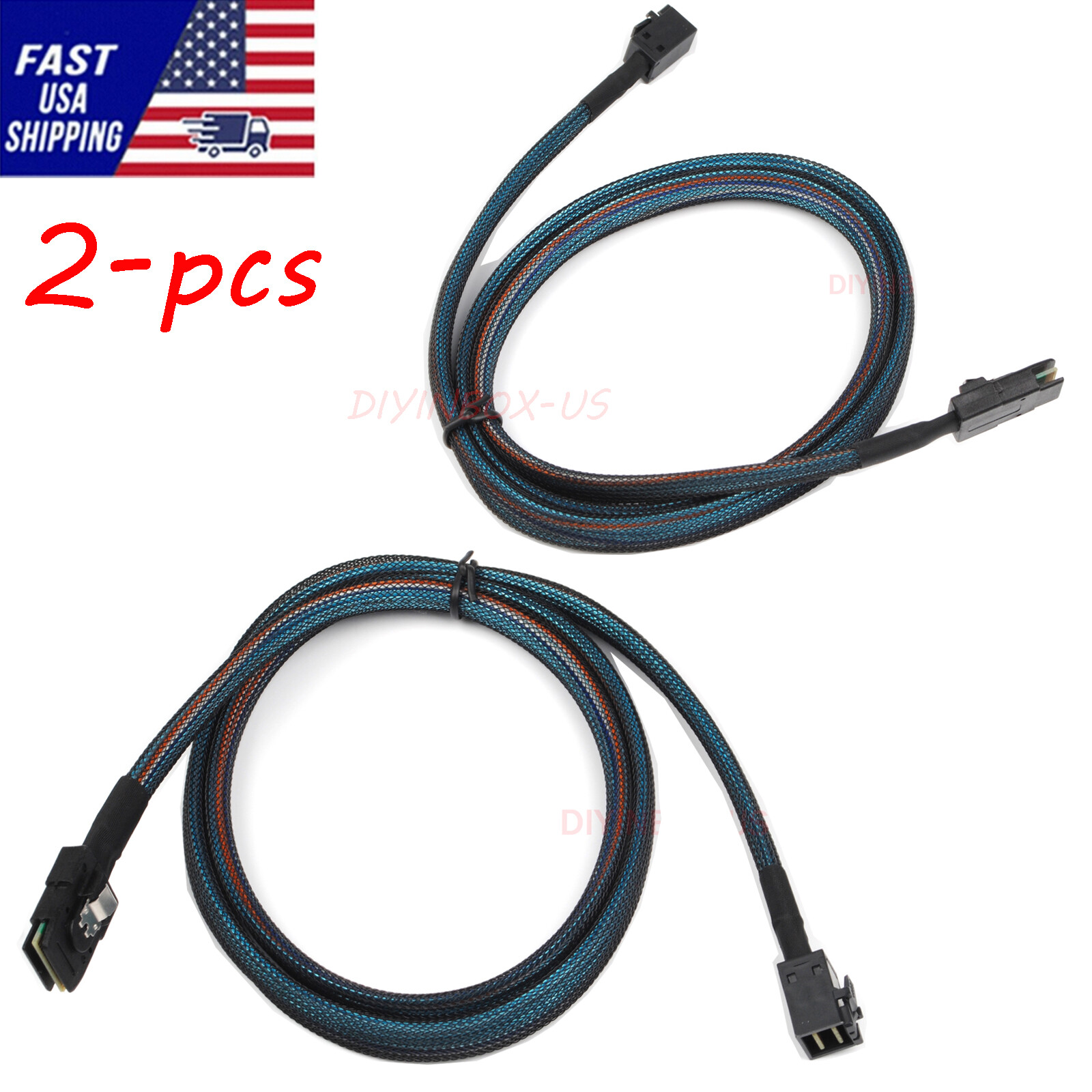 2-pcs Internal HD Mini SAS SFF-8643 to SAS SFF-8087 36Pin Data Cable 1-meter