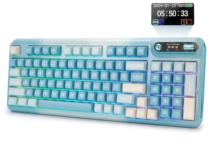 KZZI Z98 Wireless Mechanical Keyboard, Smart Display & Knob, BT5.0/ blue