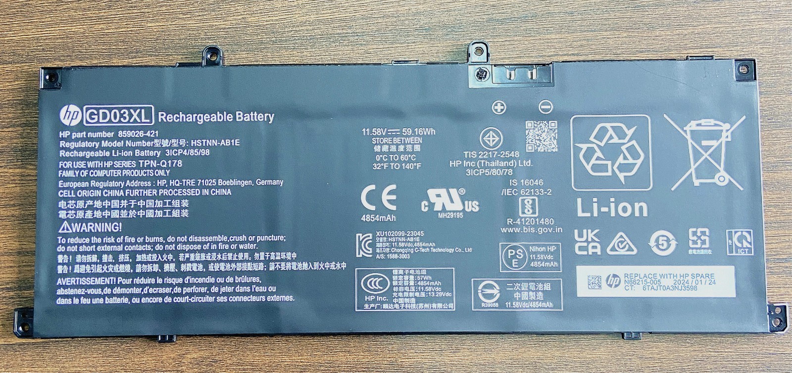 Genuine GD03XL Battery OmniBook X 14-fe0087nr EliteBook Ultra G1q Envy x360 14