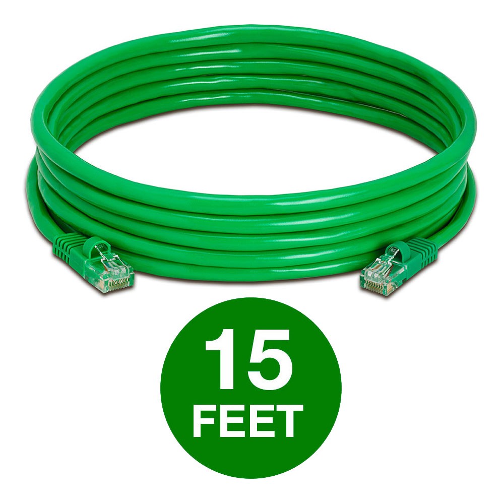 5 Pack Cat5e Patch Cable 1.5-15ft LAN Ethernet Cord for Gaming/Streaming Green