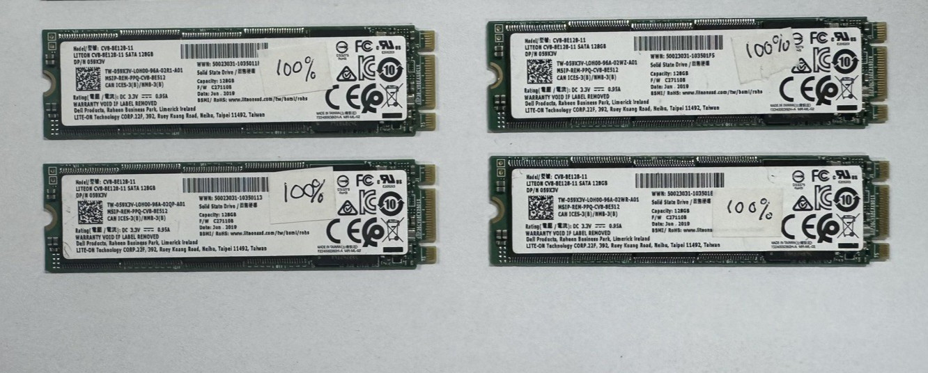 Lot of 4 LITEON 128GB M.2 SATA Laptop SSD CV8-8E128-11 059X3V Health 100% Tested