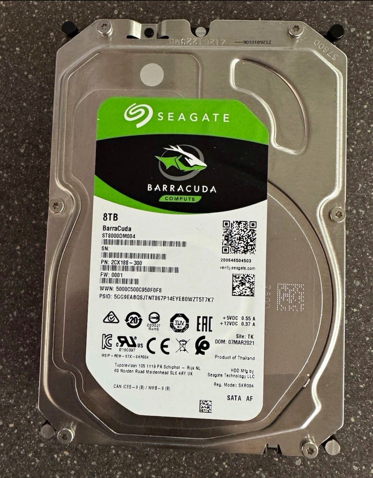 Seagate BarraCuda 8TB 3.5” SATA HDD 5400RPM ST8000DM004 Tested Working