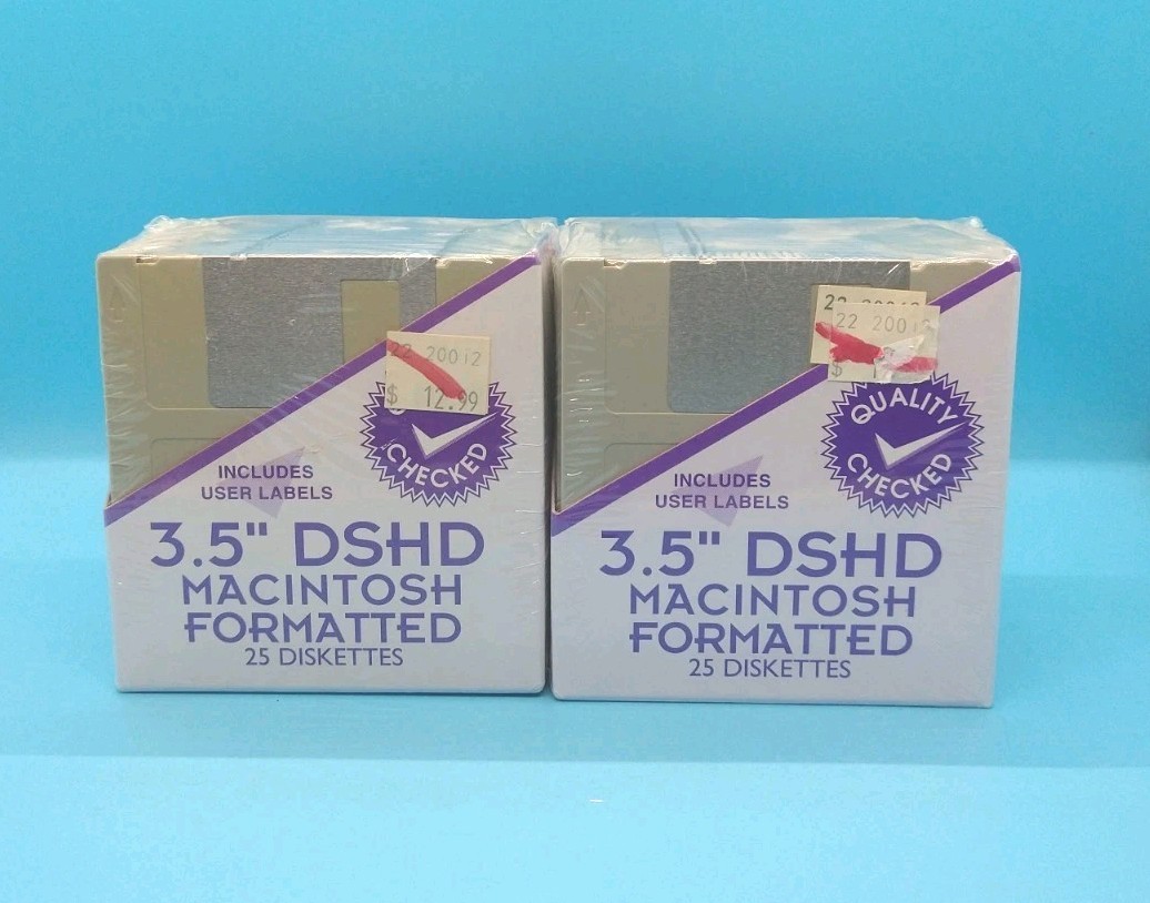 Lot Of 2 3.5" DSHD Formatted Diskettes Macintosh HMC 25 Packs NEW Sealed