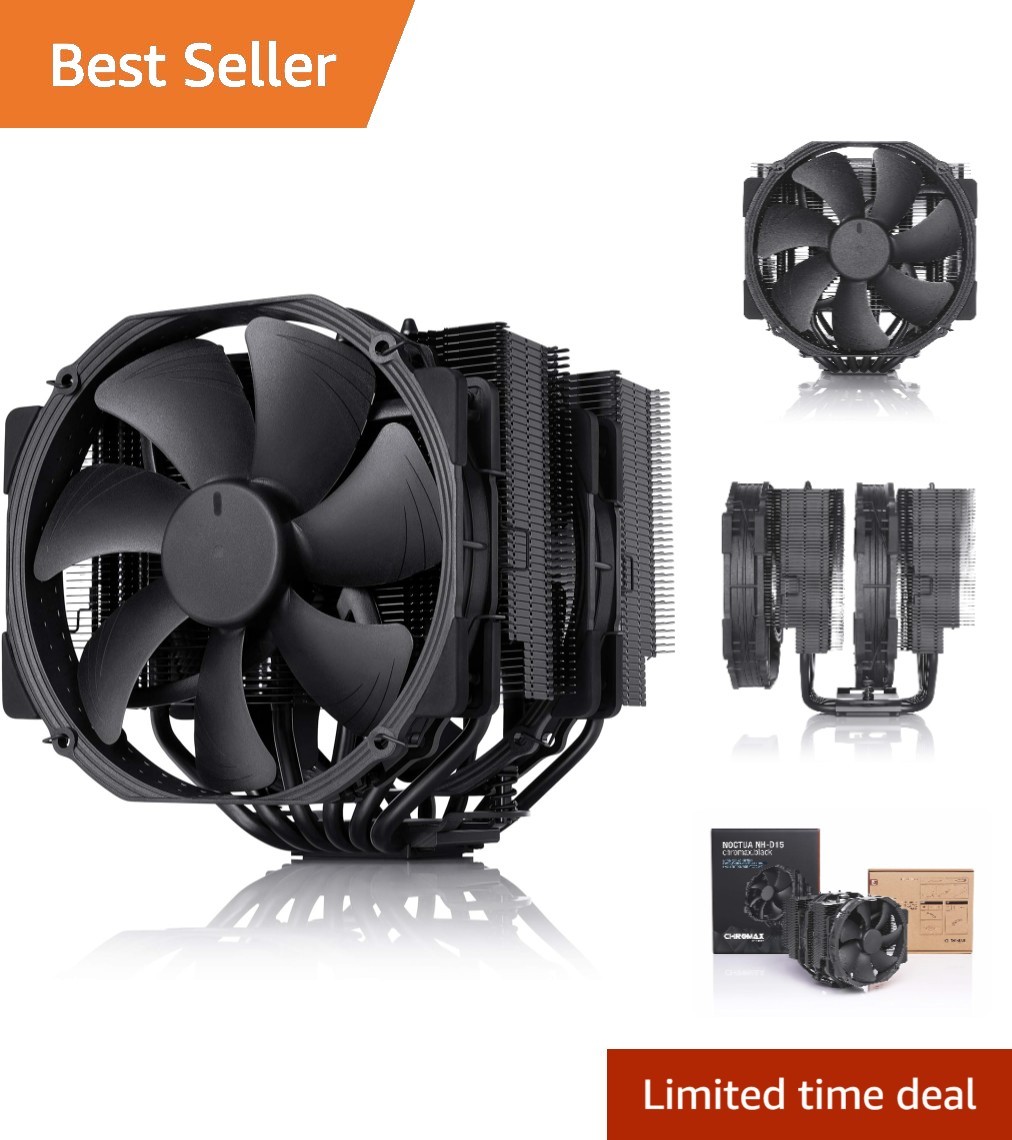 All-Black 140mm Dual-Tower CPU Cooler with Thermal Paste - 6