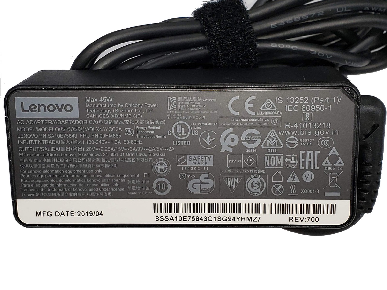 Universal 45W 65W 100W 140W USB Type-C Laptop Charger - Black