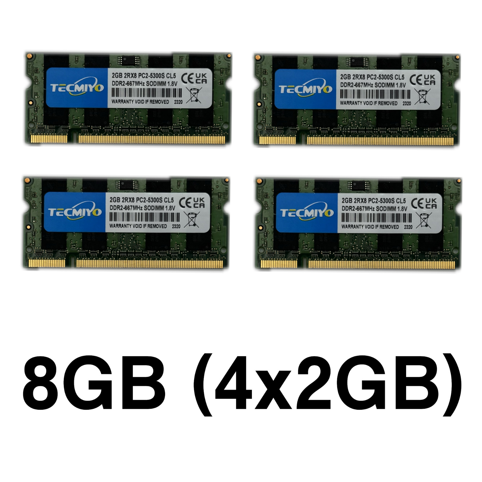8GB (4x2GB) DDR2-667 SODIMM Kit PC2-5300S 667Mhz 2Rx8 1.8V CL5 RAM