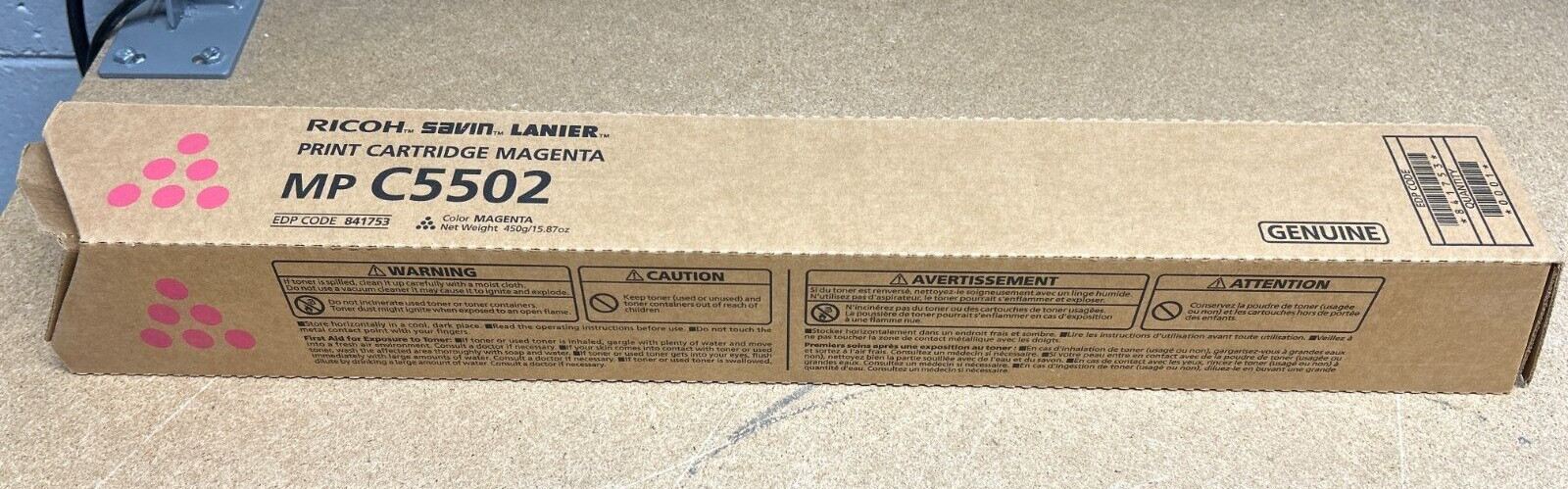 Genuine Ricoh 841753 Magenta Toner for MP C4502 / C4502A / C5502/ C5502A