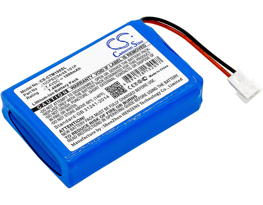 Battery 7.4V 1000mAh / 7.40Wh Type 1ICP62/34/48 1S1P for CTMS Eurodetector