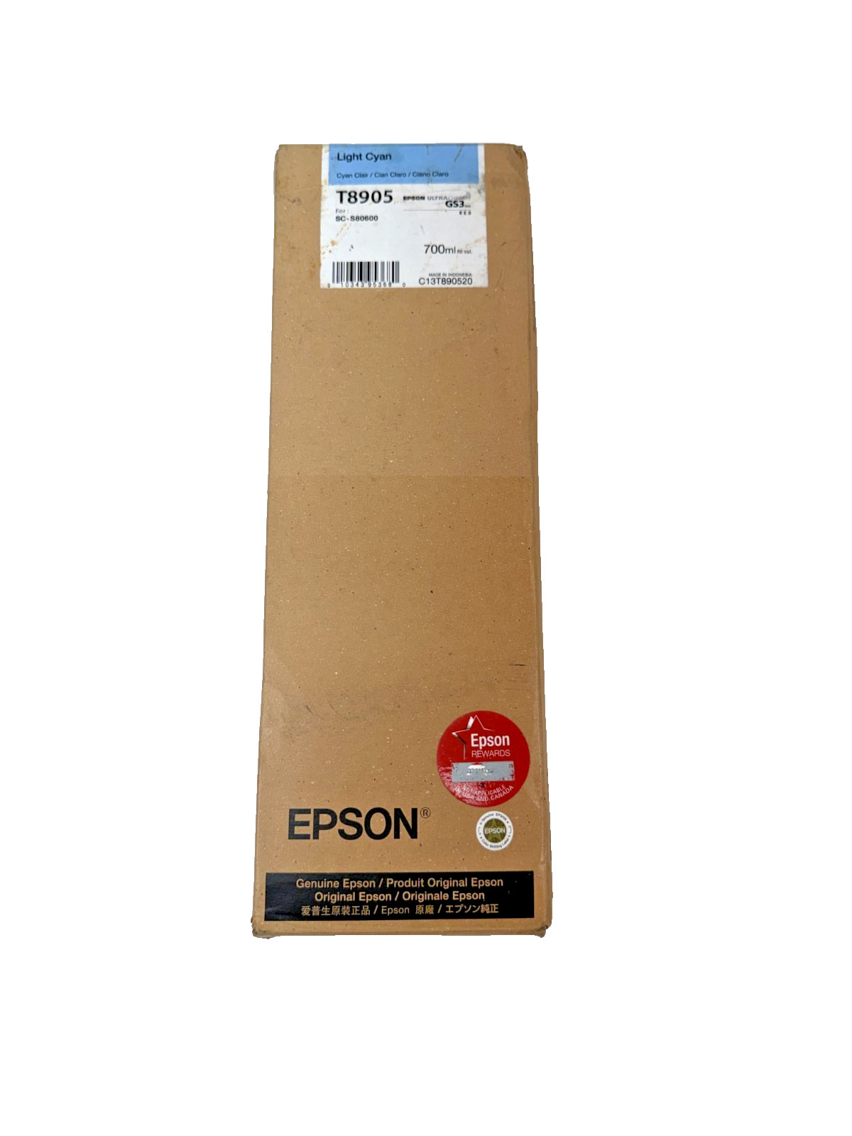 Genuine T8905 Epson Light Cyan GS3 Ink 700ml SC-S80600 (EXP 2028-12-22) NEW