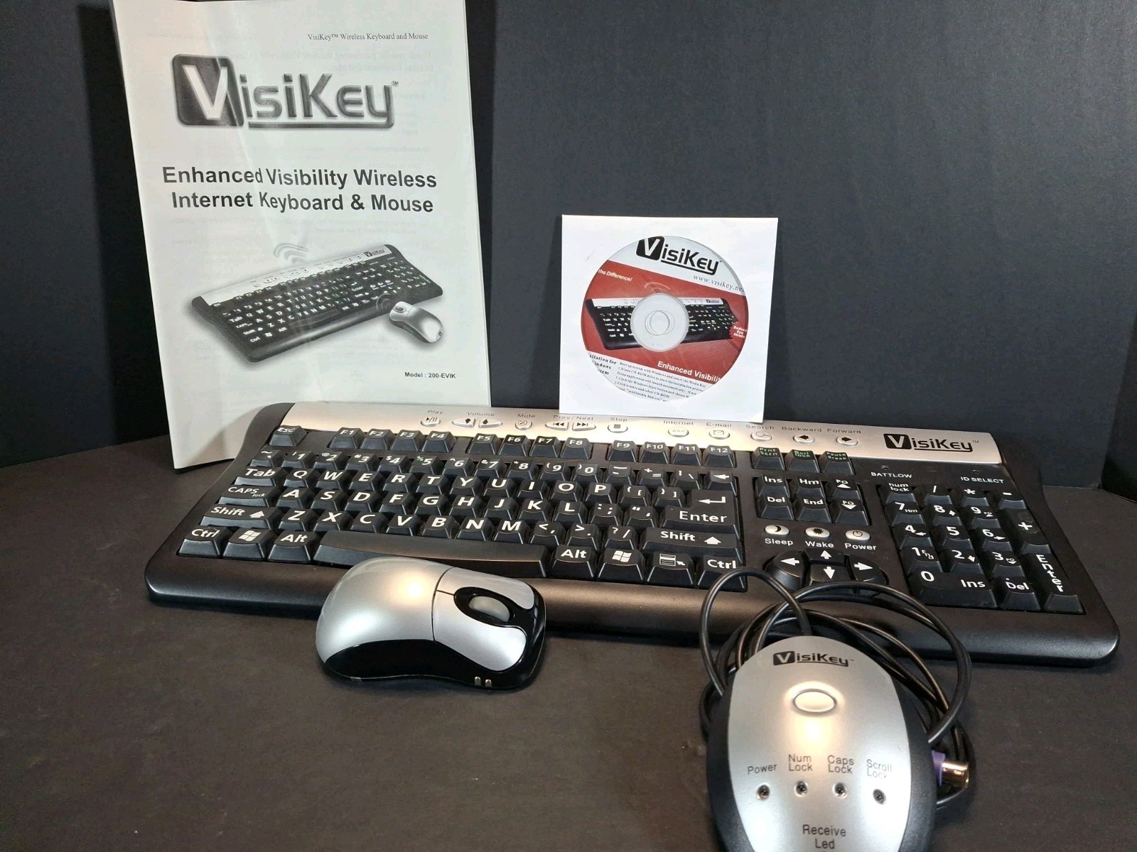 VisiKey Wireless Large Print Media Keyboard With  Mouse / Receiver / CD